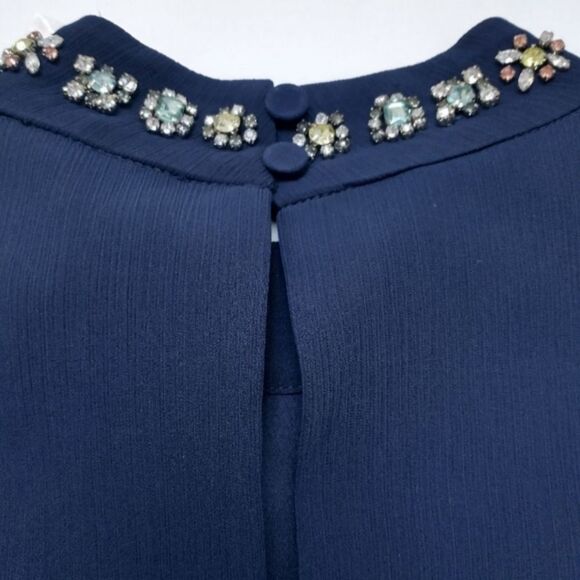 NWT J.Crew Jewel Neckline Peplum Sleeveless Navy Top, size XS - Picture 8 of 12